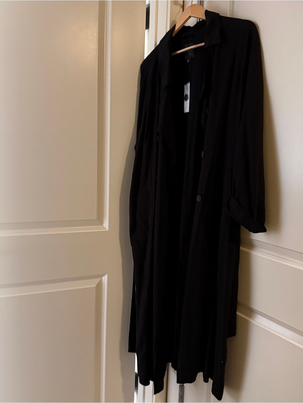 H&M Black Long Lightweight Duster Coat